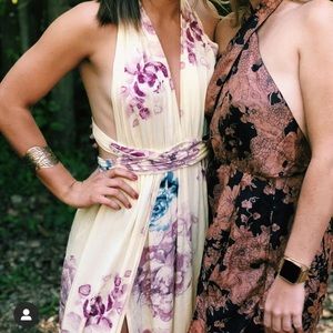 Flower maxi dress, pale yellow